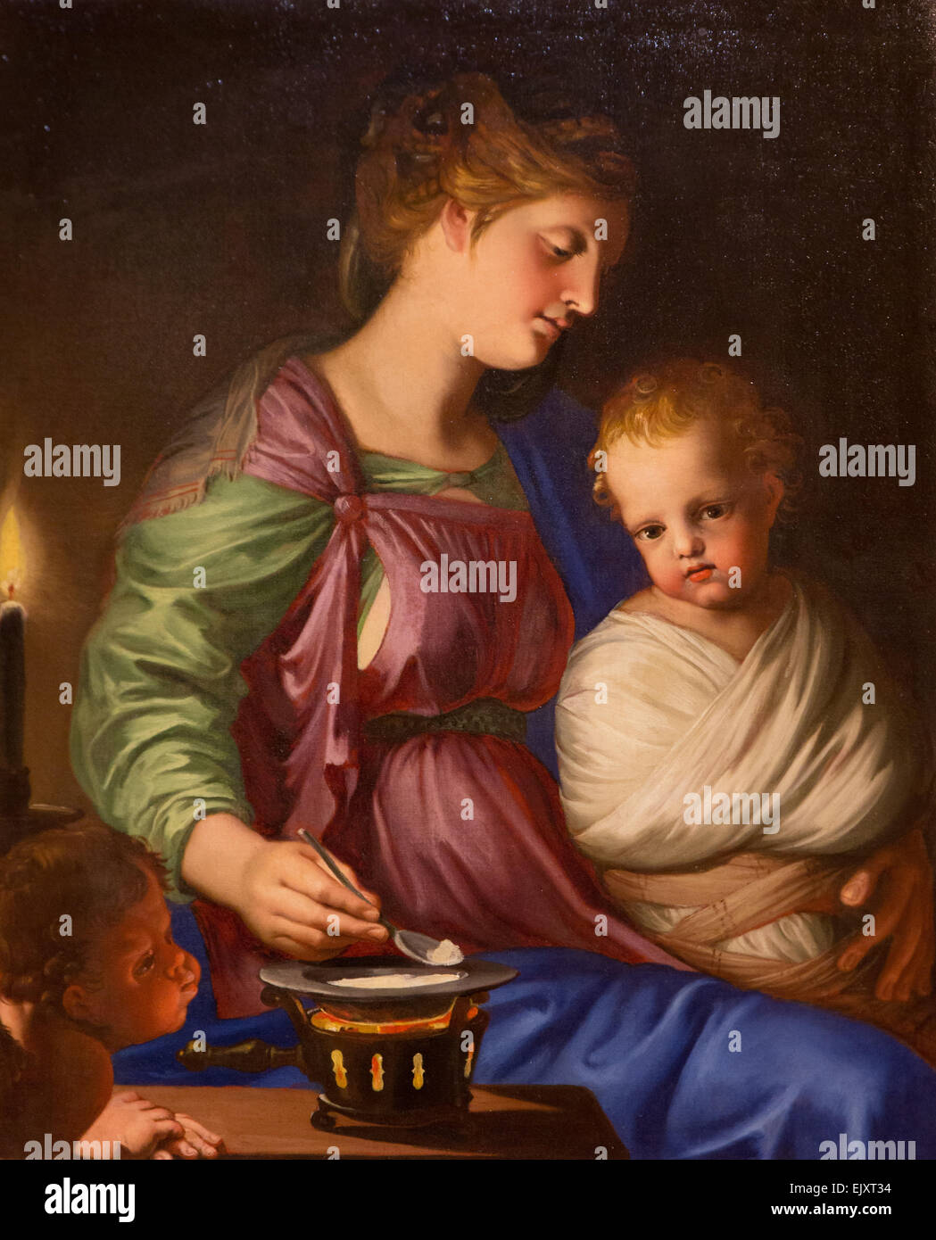 ActiveMuseum 0005719.jpg / La Vierge donnant à l'Enfant Jésus, porridge, peinture l'humanisation du fils de Dieu 05/12/2013 - 17e siècle / Collection / Musée actif Banque D'Images