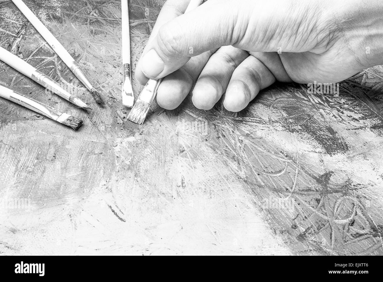 Résumé de peinture en noir et blanc Banque D'Images