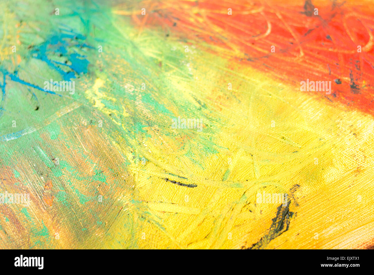 De la peinture abstraite. Mélanger les peintures à l'huile sur toile Banque D'Images