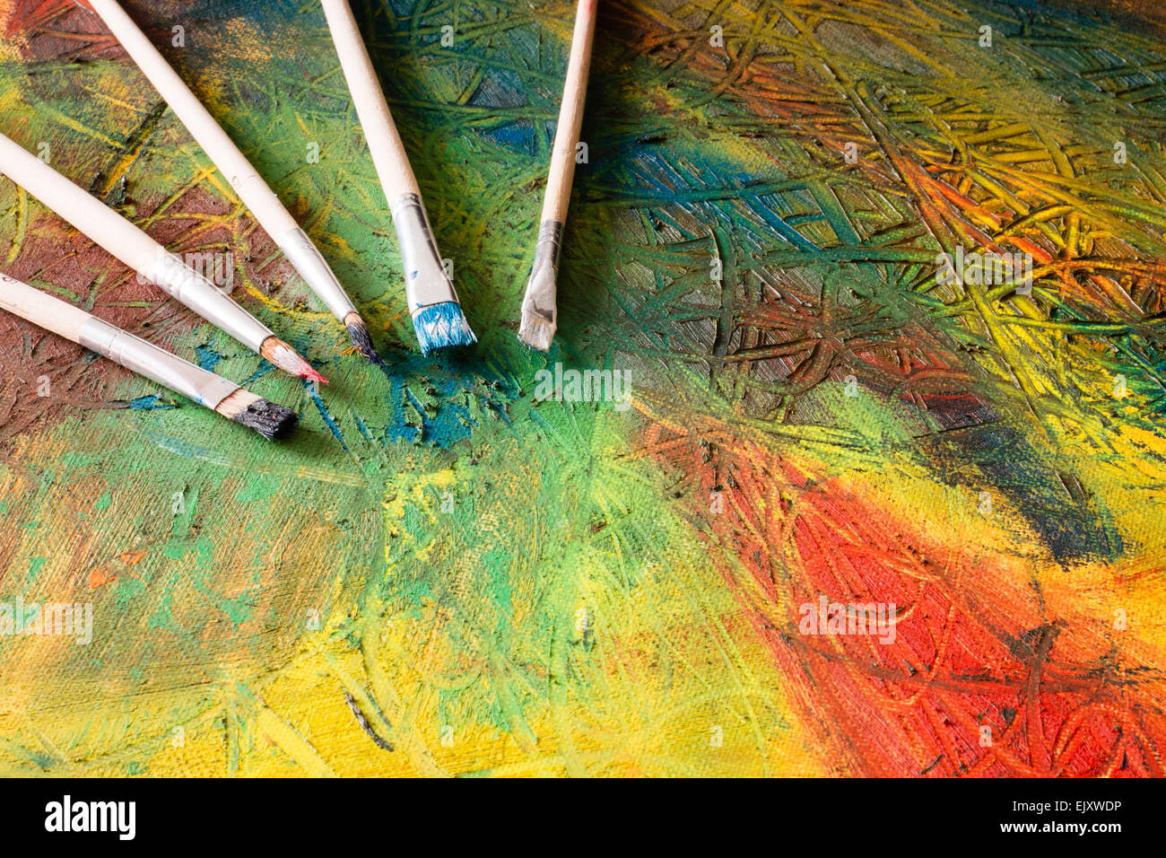 La peinture de la peinture abstraite avec Pinceaux Banque D'Images