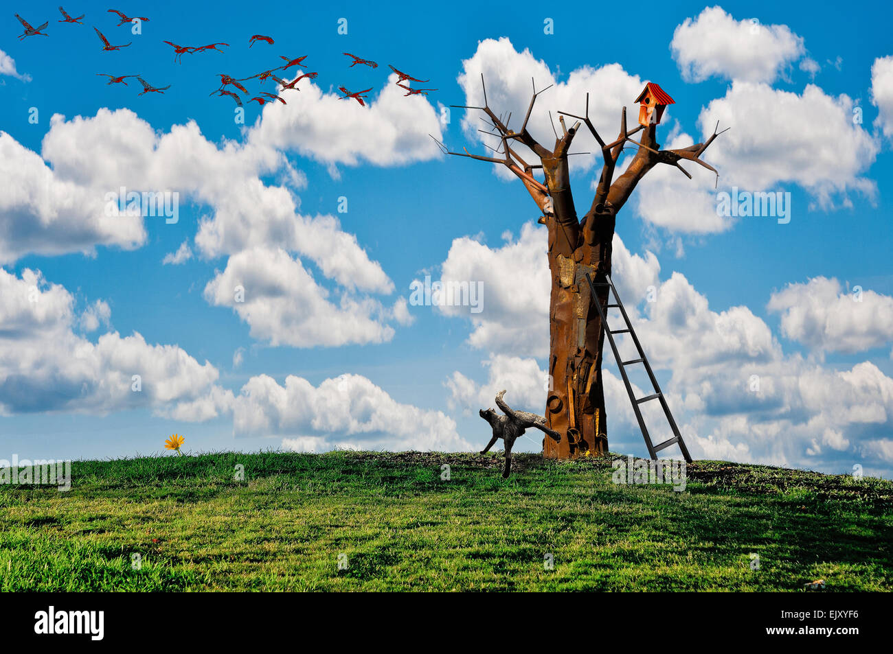 Printemps de l'humeur, collage surréaliste Banque D'Images
