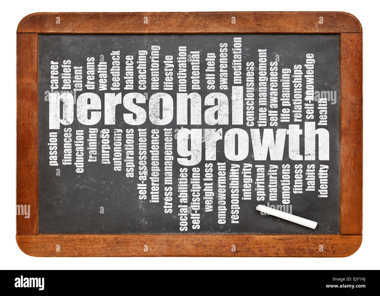 La croissance personnelle nuage de mots sur un tableau noir ardoise isolated on white Banque D'Images La croissance personnelle nuage de mots sur un tableau noir ardoise isolated on white Banque D'Images