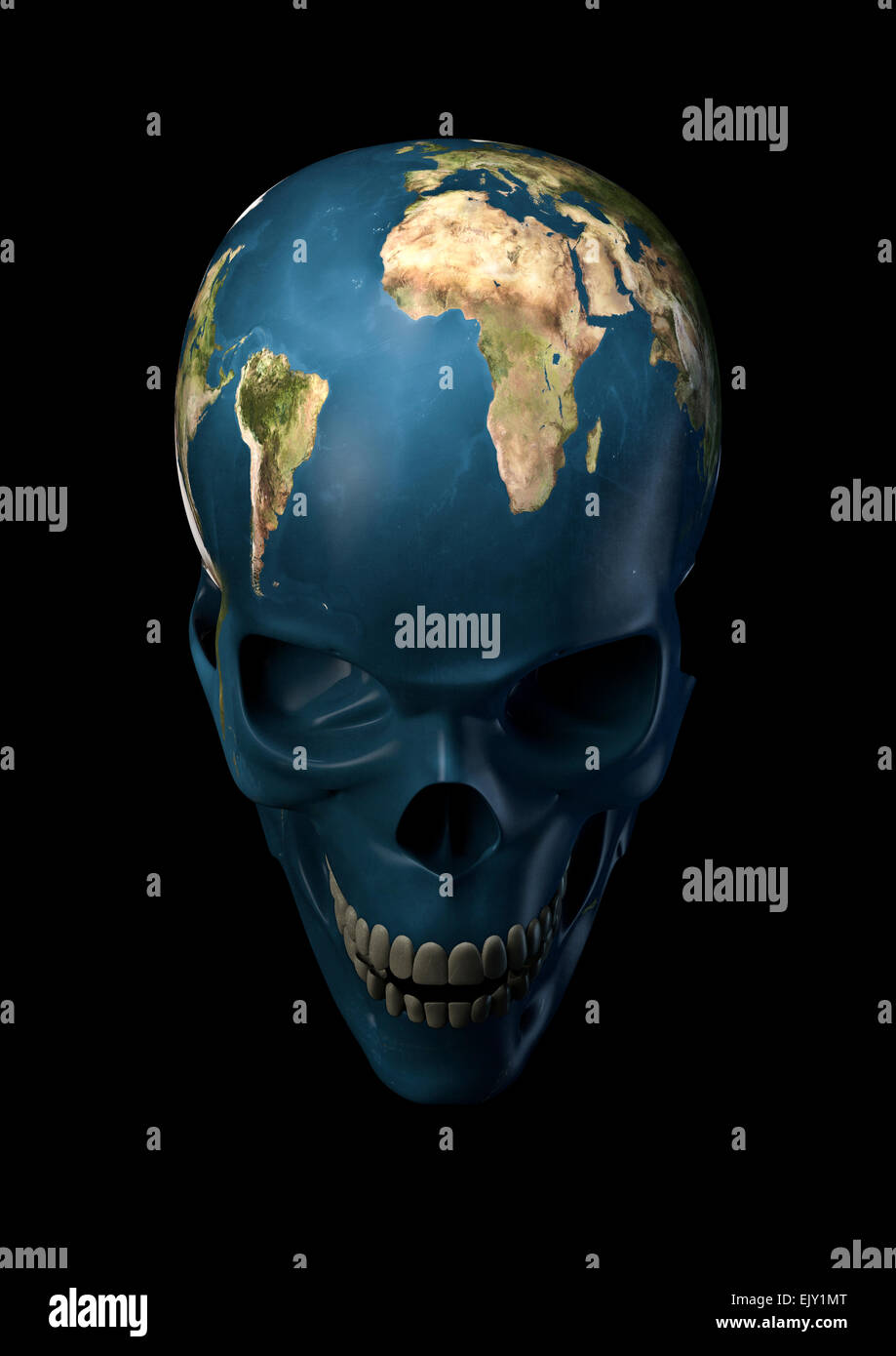 3D render of scary skull comme la planète Terre Banque D'Images