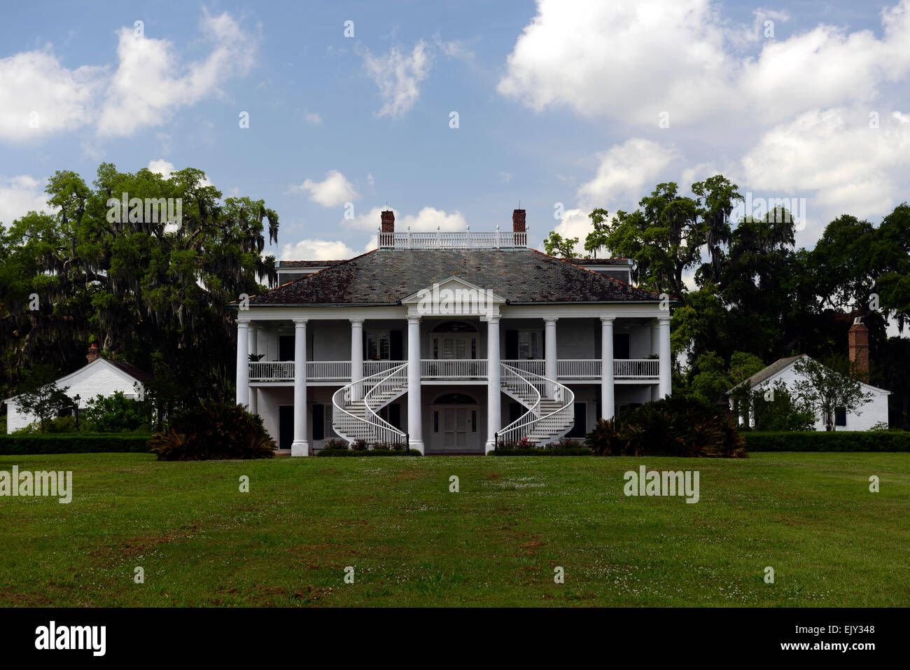 Plantation evergreen wallace l'esclavage esclaves de la Louisiane chambre de style néo-grec de la propriété historique de la canne à sucre RU USA Banque D'Images