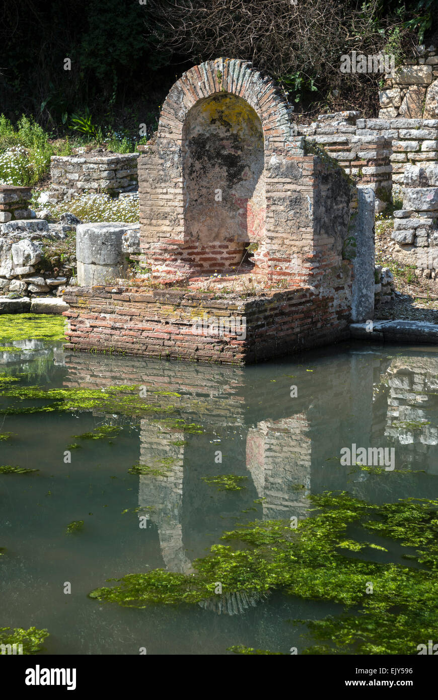 Reste inondée au sanctuaire d'Asclépios à Butrint ancienne dans le sud de l'Albanie Banque D'Images