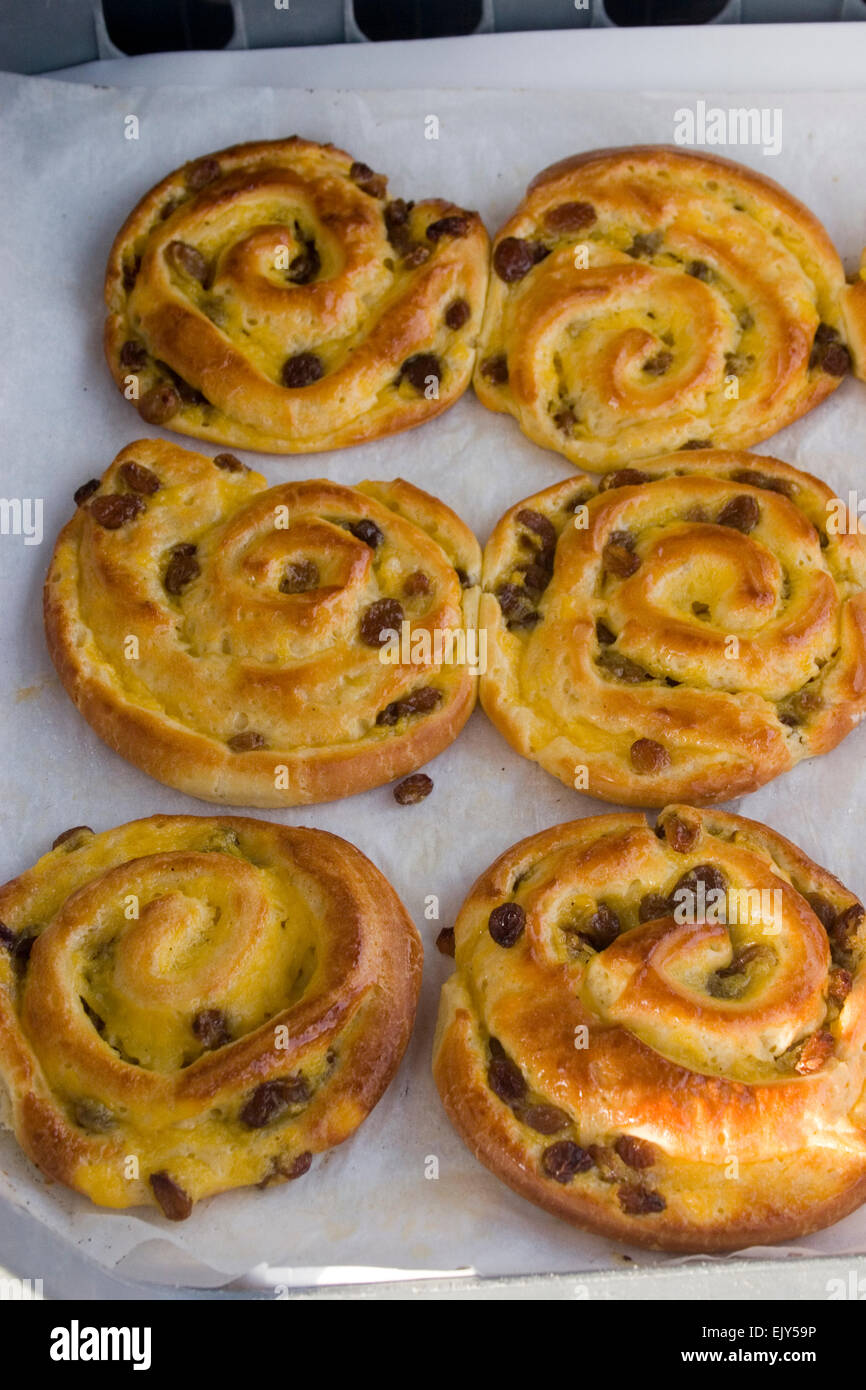 Pain au raisin cake pâtisseries pâtisserie farmers market Banque D'Images