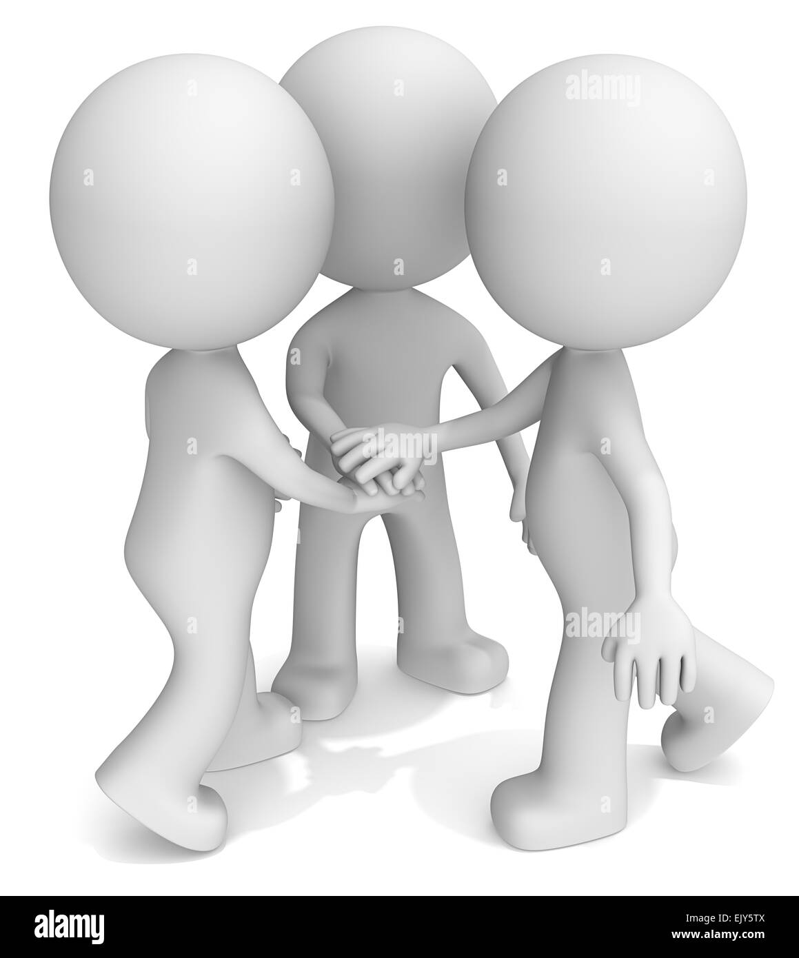 Le mec 3D character avec mains allongé sur l'autre. Banque D'Images