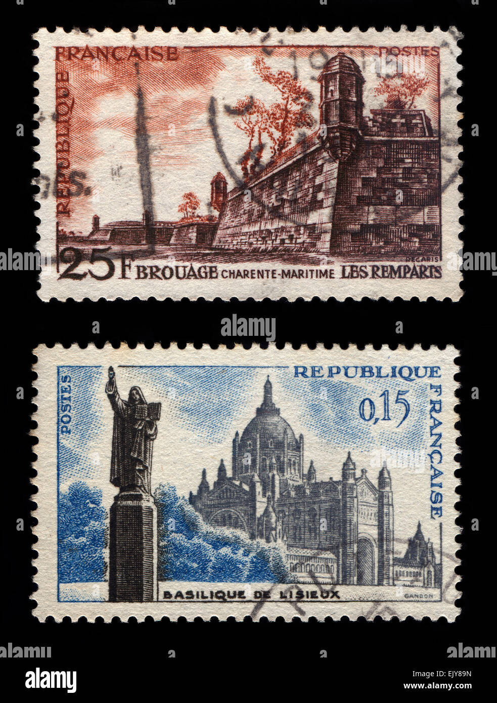 Timbres-poste français Banque D'Images