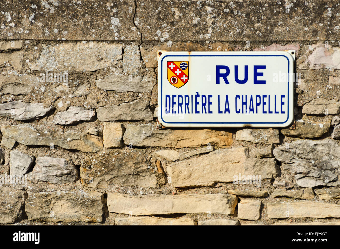 Les rues ont des noms très descriptive à Santenay, en Côte-d'or, France Banque D'Images