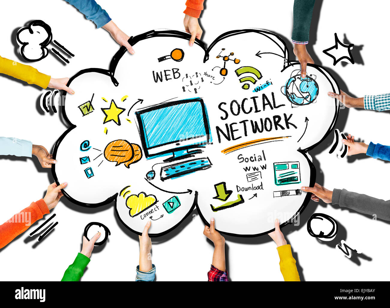 Réseau Social Social Media Concept d'équipe Réunion de personnes Banque D'Images