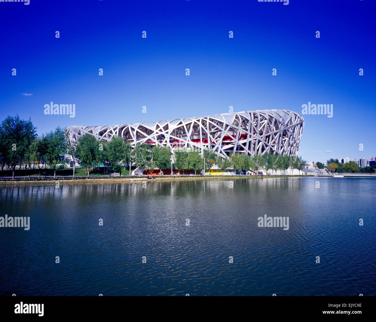 La Chine, Beijing, Parc Olympique, Beijing National Stadium, stade des nids d'oiseaux Banque D'Images