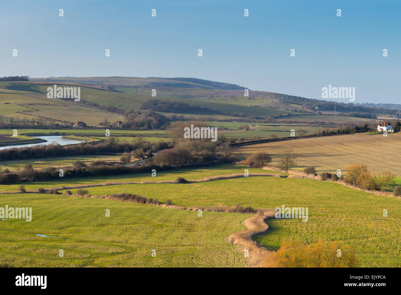 South Downs sur le fleuve de l'Adur, de Mill Hill à au nord, sur une journée claire Banque D'Images