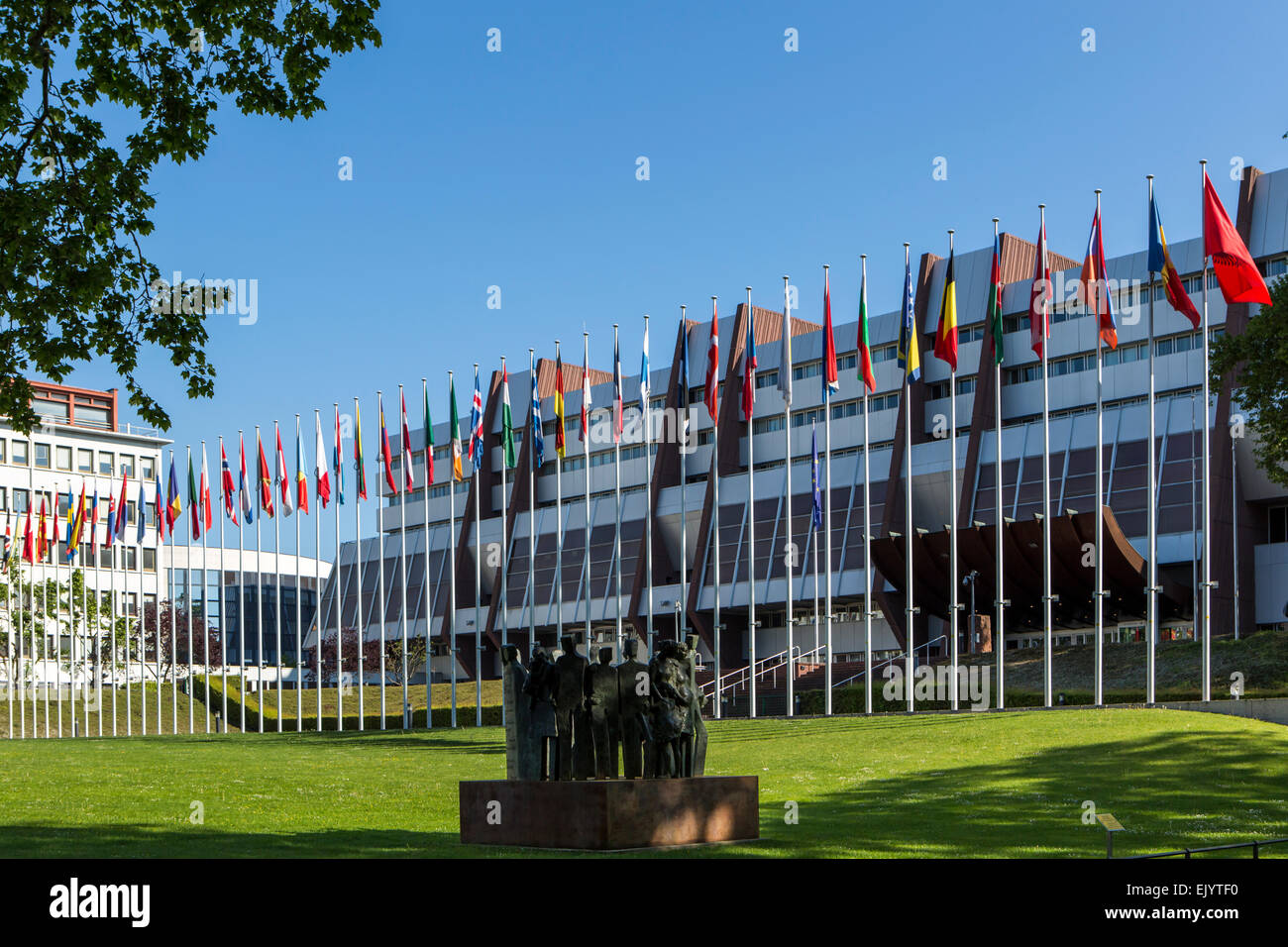 Motifs de l'extérieur et siège du Conseil de l'Europe à Strasbourg, France Banque D'Images