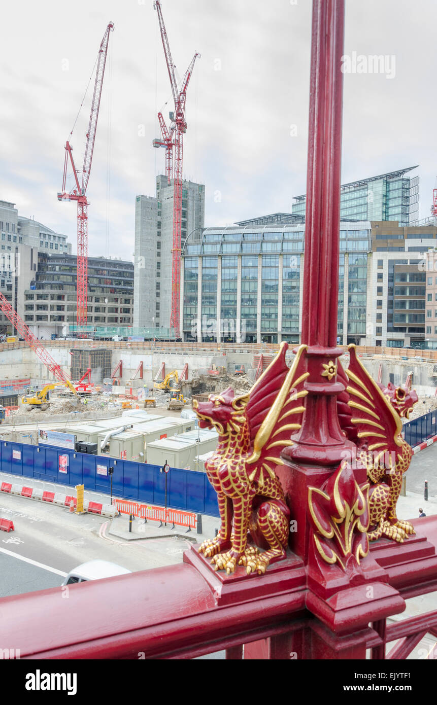 Travaux de construction de Goldman Sachs Londres AC vu de l'HOLBORN VIADUCT, London, UK Banque D'Images