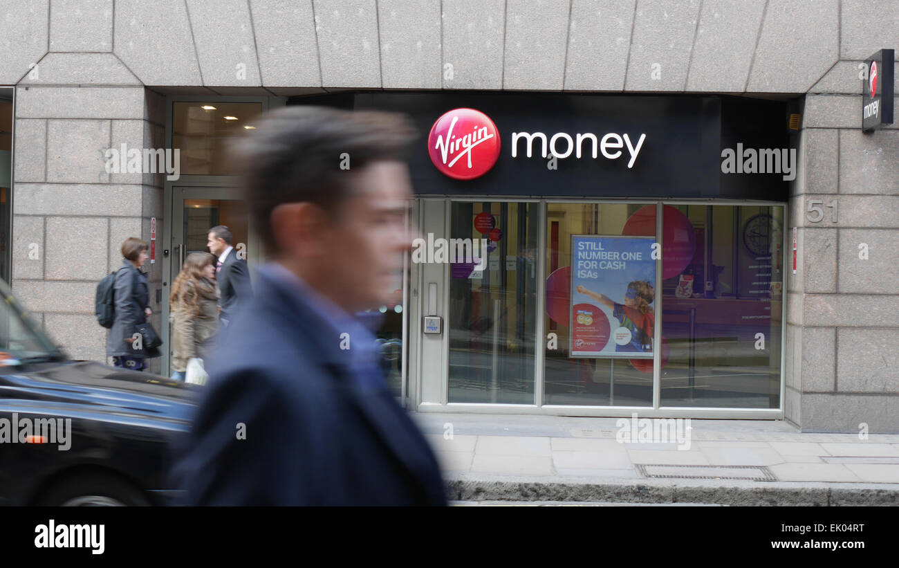 Boutique Virgin Money bank building Direction générale de la société Virgin Money Moorgate plc est une société britannique de services financiers et bancaires Banque D'Images