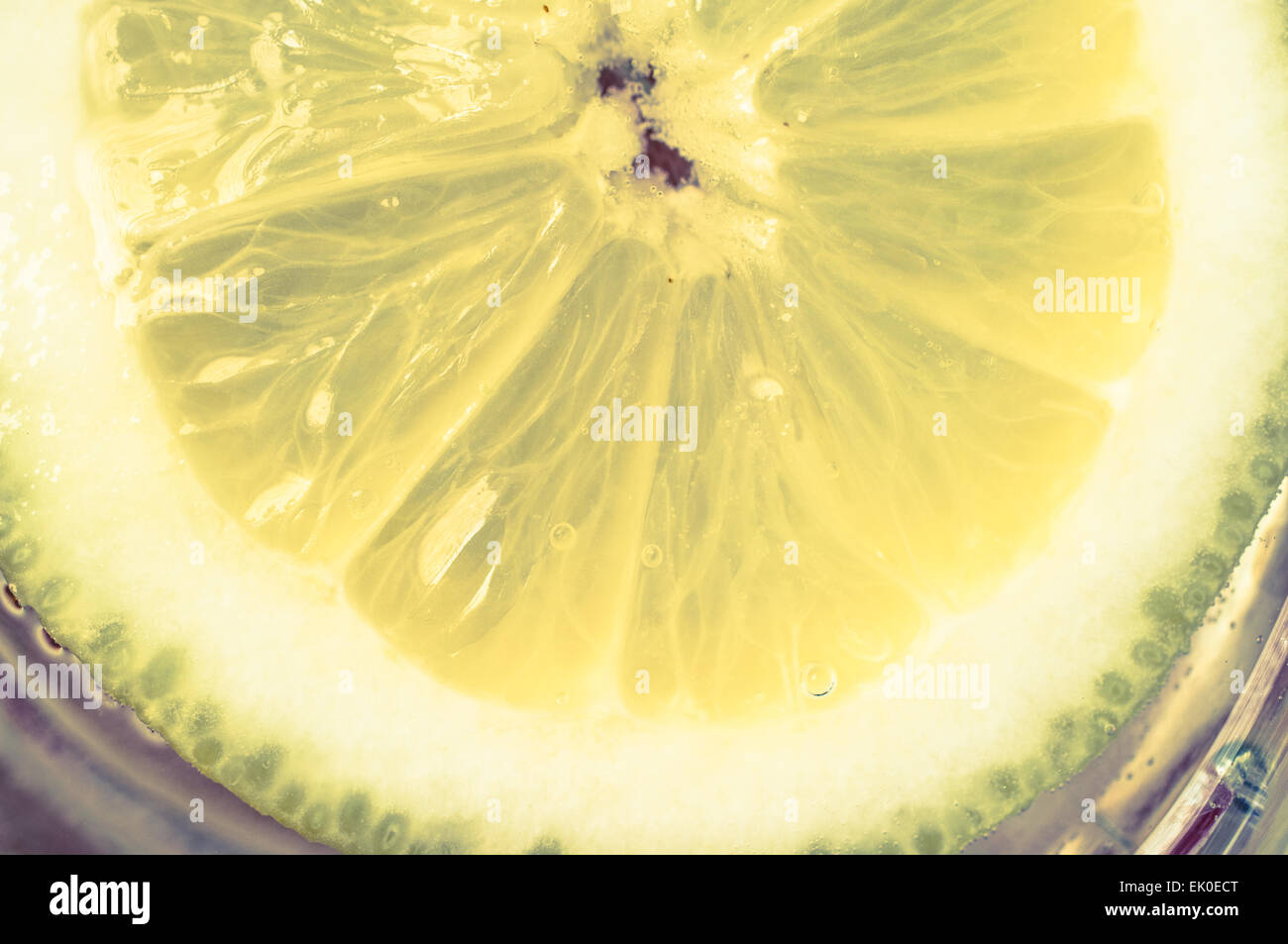 Tranche de citron dans une tasse d'eau de la limonade faite maison. Vue d'en haut Banque D'Images