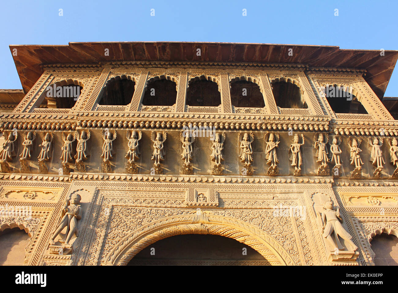 Façade, Ahilya fort, Maheswar, Khargone, Madhya Pradesh, Inde Banque D'Images