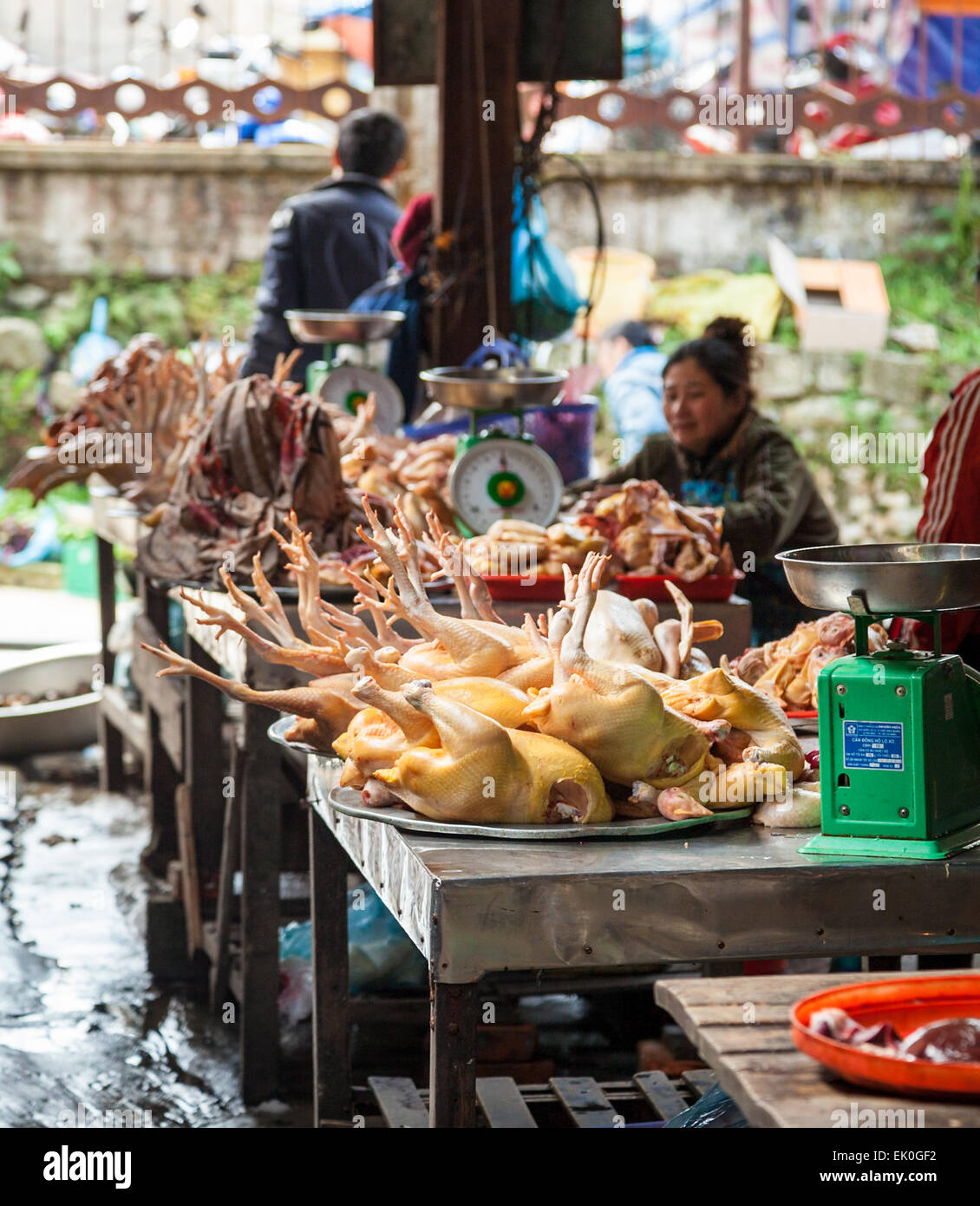 Le marché dans la ville de montagne de Sa Pa, dans le nord du Vietnam Banque D'Images