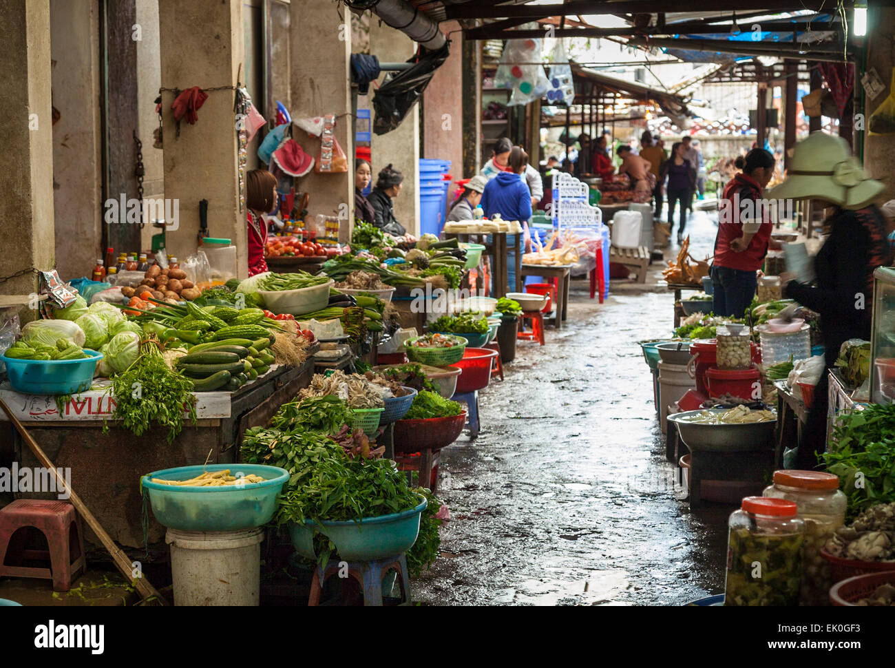 Le marché dans la ville de montagne de Sa Pa, dans le nord du Vietnam Banque D'Images