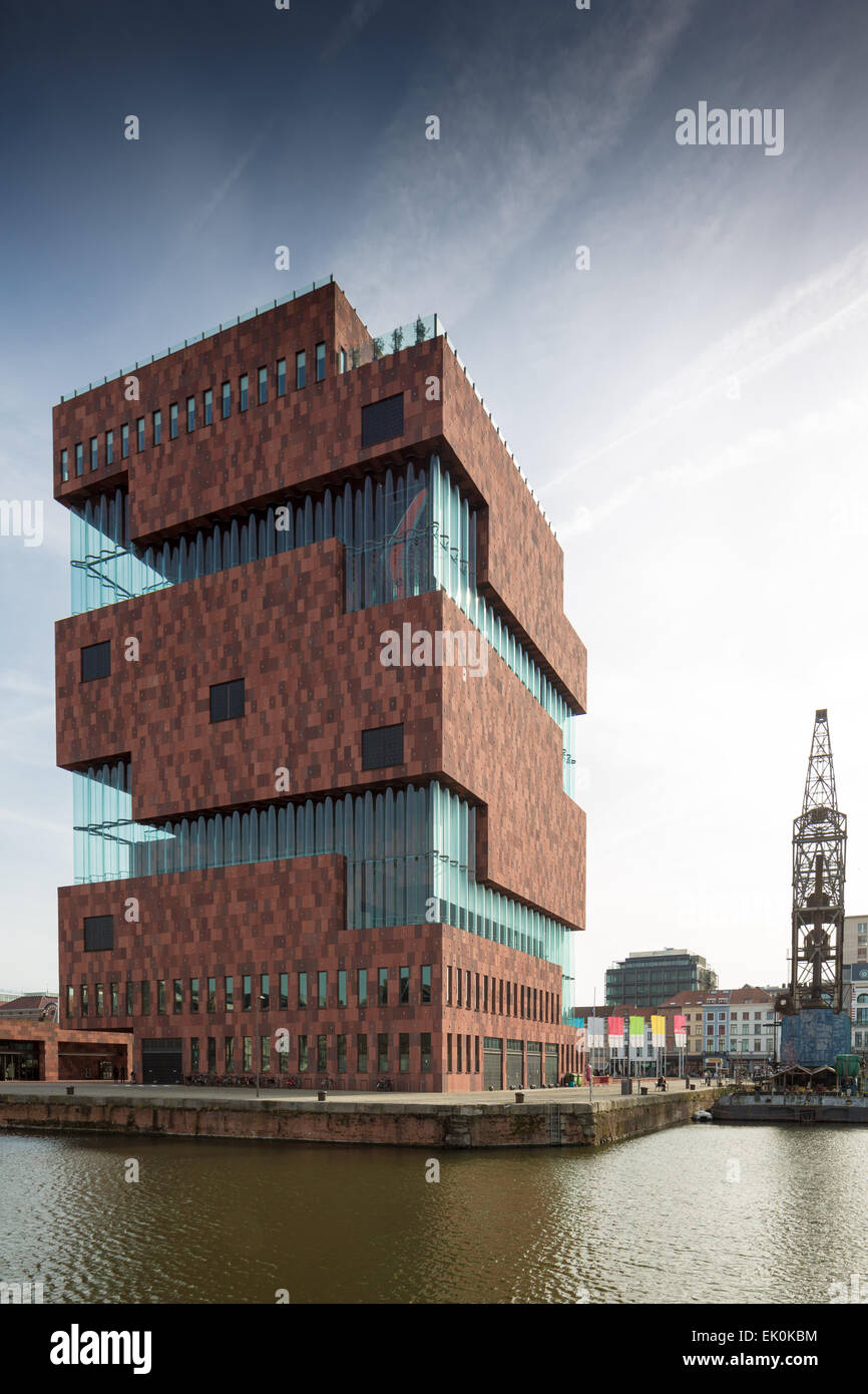 Belgique, Anvers, MAS conçu par Neutelings Riedijk Architecten - Banque D'Images