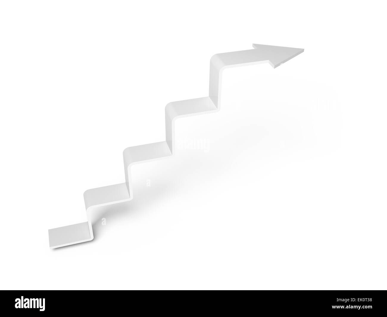 Flèche 3d en forme d'escalier qui monte, isolé sur fond blanc Banque D'Images