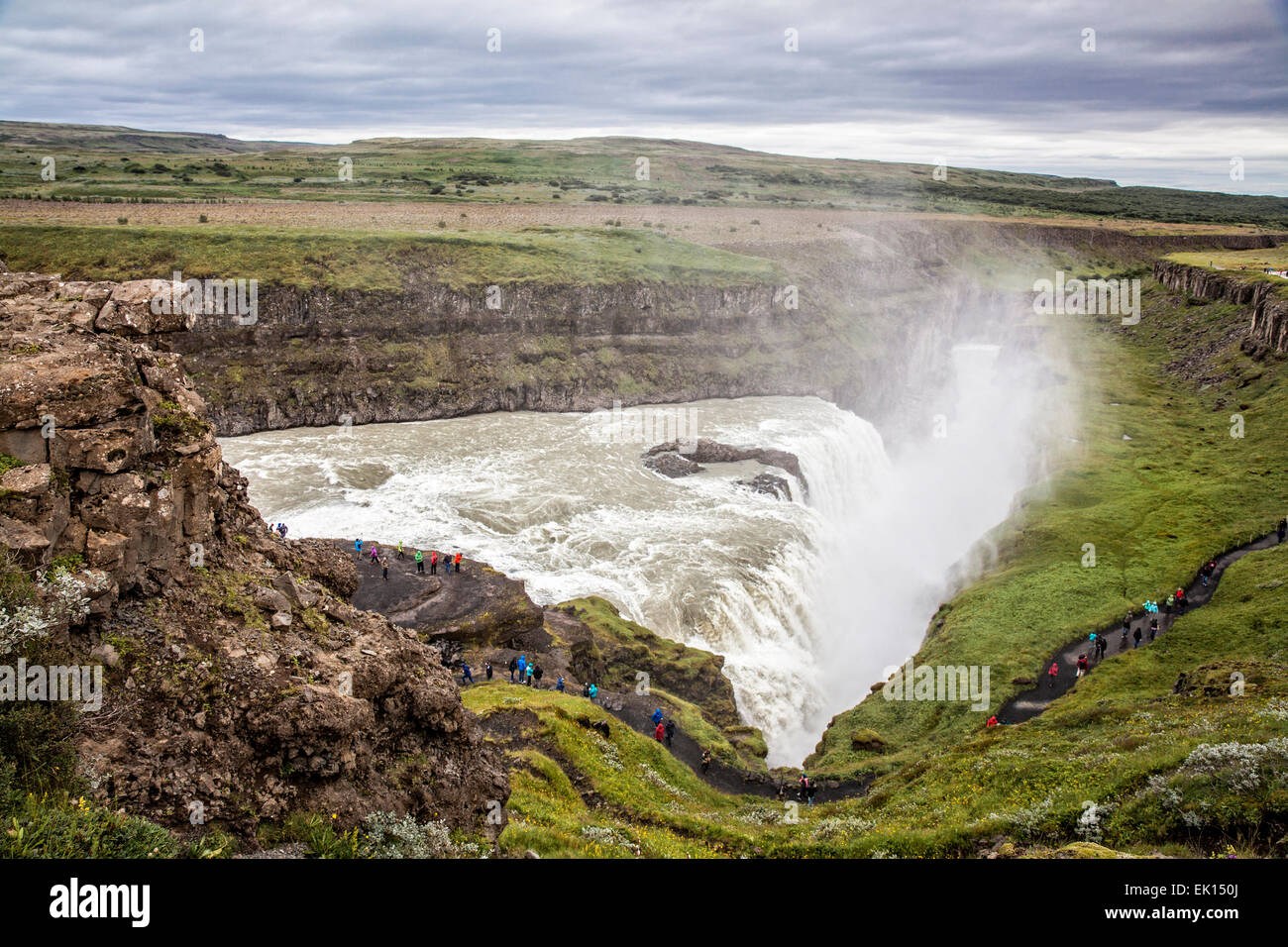 Vue sur la cascade de Gullfoss en Islande. partie du cercle d'Or Banque D'Images
