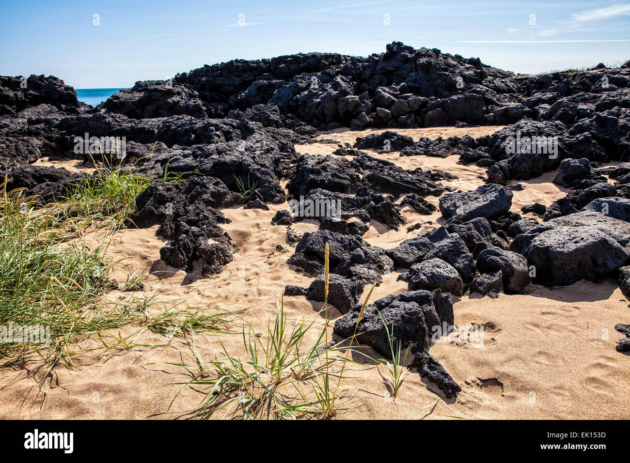 La pierre de lave sur la côte de Budir sur la péninsule de Snæfellsnes Islande Banque D'Images