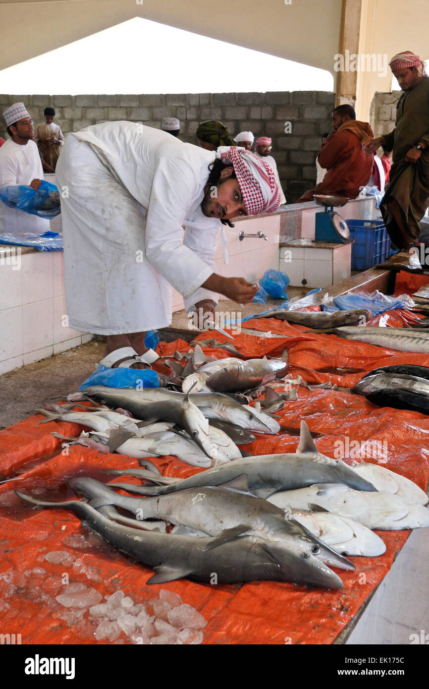 Marché de poisson de Sinaw, Oman Banque D'Images