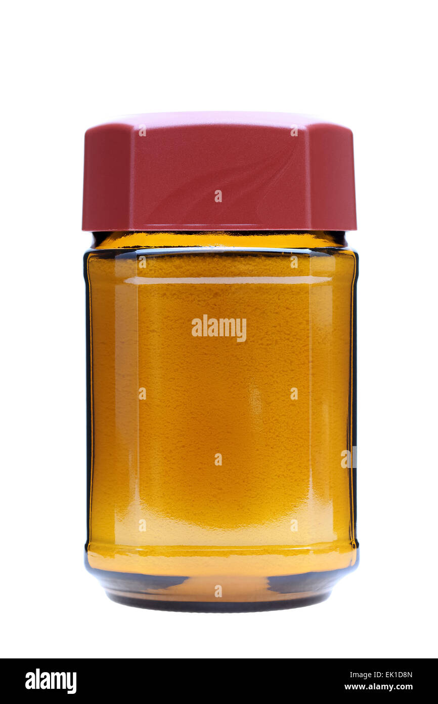 Boire du lait en poudre dans une bouteille en verre Banque D'Images