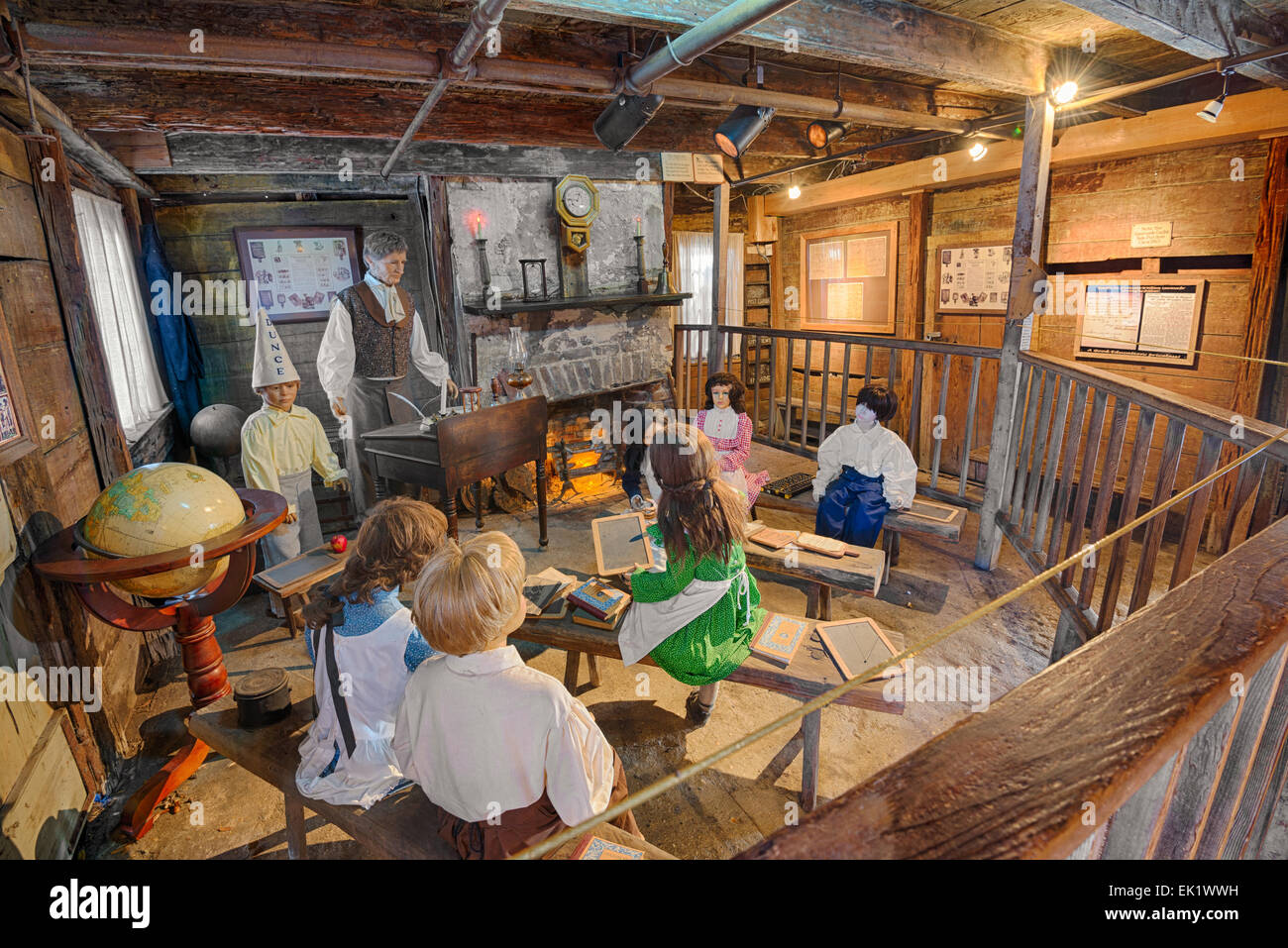 L'intérieur de la plus vieille école en bois aux États-Unis Banque D'Images