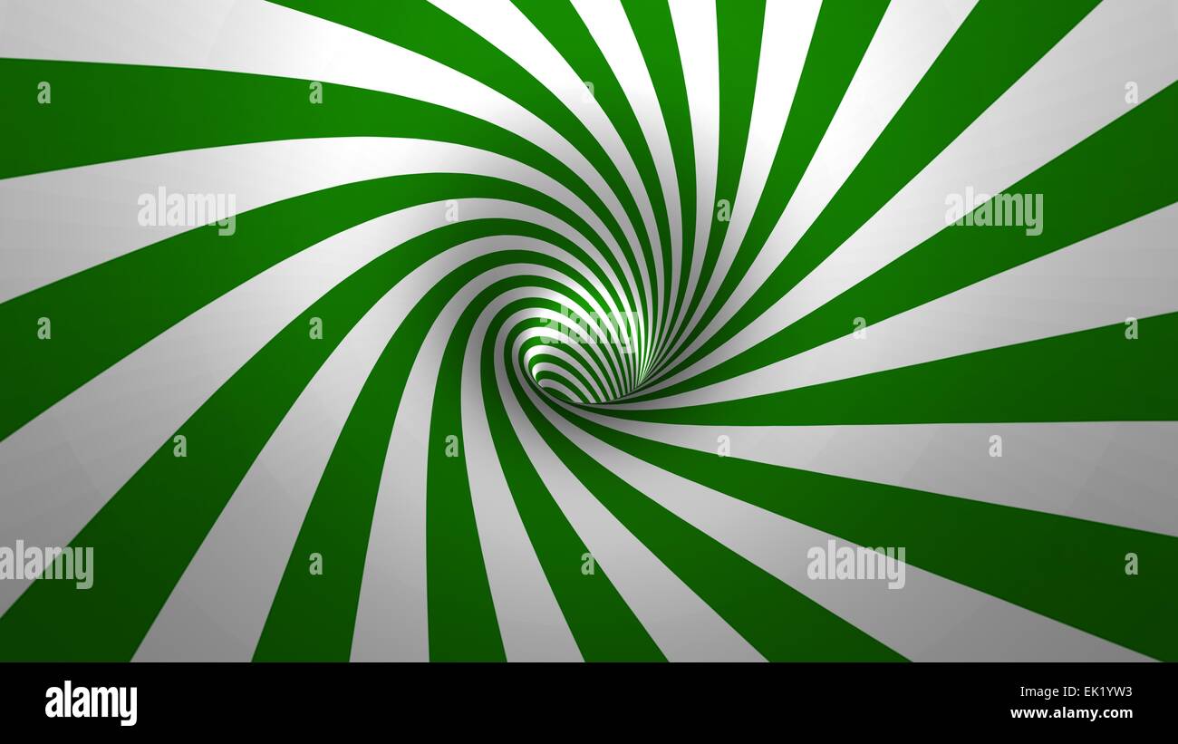 Spirale tourbillon hypnotique ou décisions de fond vert et blanc en 3d Banque D'Images