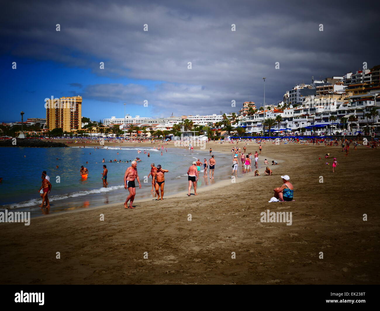 Plage de Los Cristianos Tenerife island iles canaries Espagne Banque D'Images