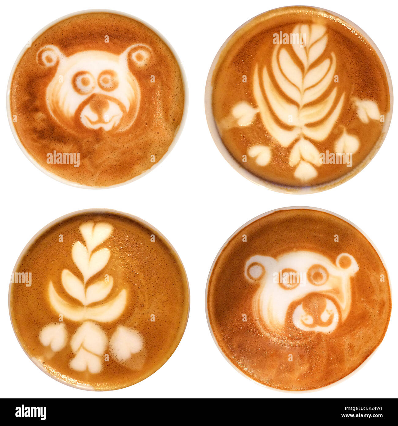 Le Latte Art, isolé sur fond blanc Banque D'Images