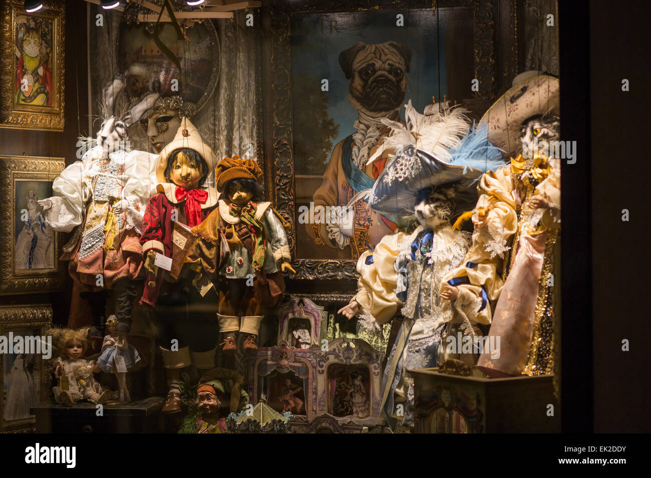Marionnettes en vitrine, Venise, Italie Banque D'Images