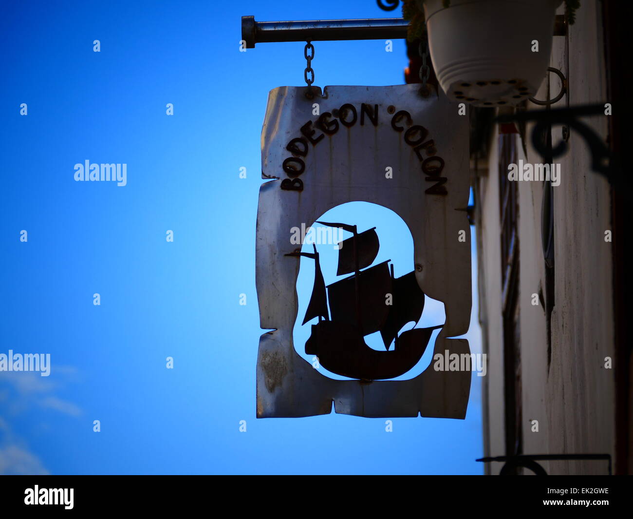 Bodegon Restaurant sign Colon San Sebastian de La Gomera Tenerife island iles canaries Espagne Banque D'Images