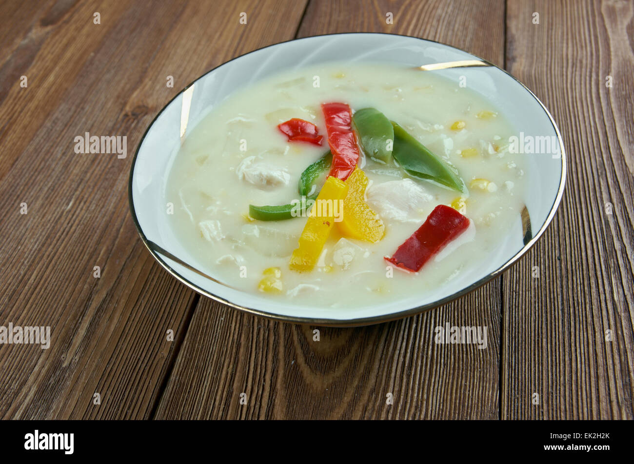 Crème de Poulet Soupe Tortilla.La cuisine mexicaine Banque D'Images