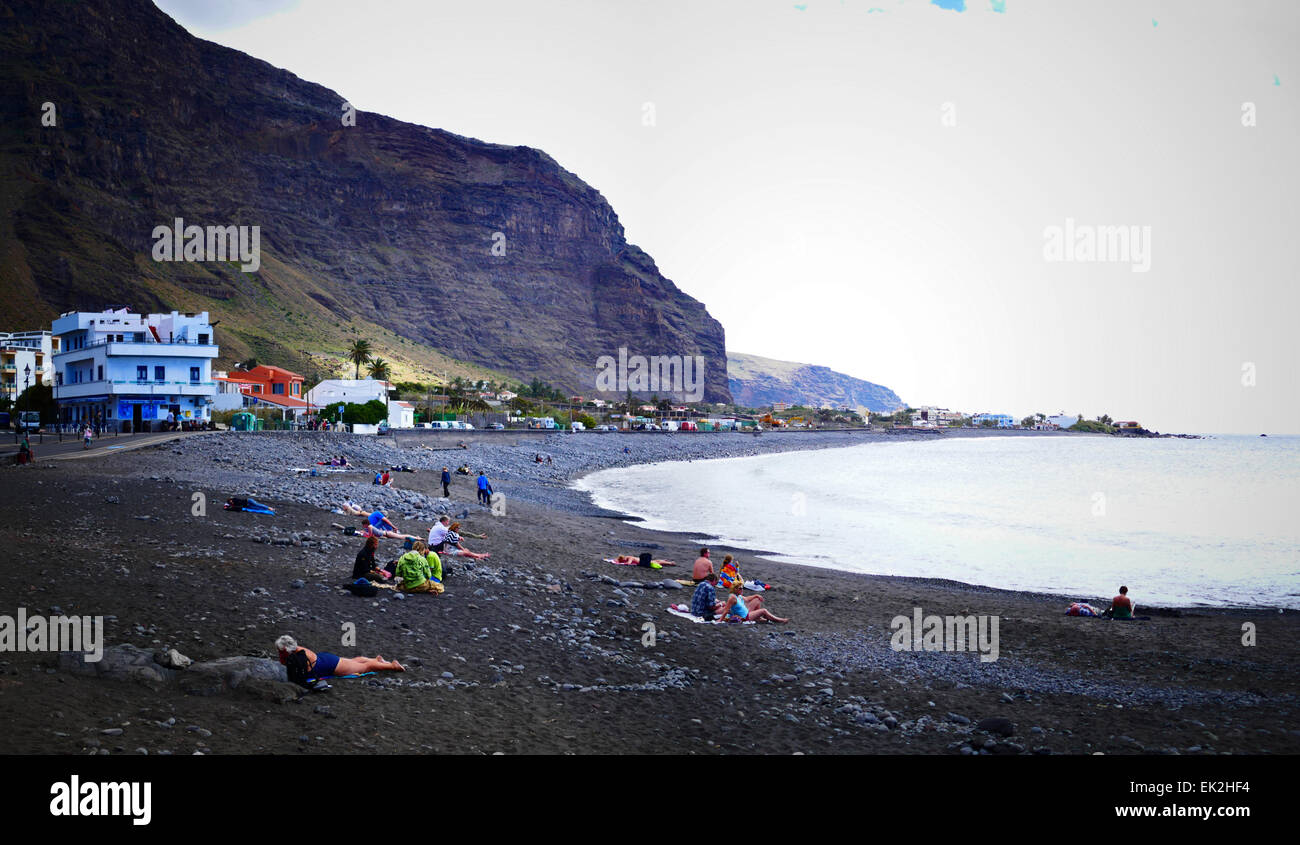 La Calera Valle Gran Rey plage terrasse domaine de la vallée de l'île de La Gomera Canaries Espagne Banque D'Images