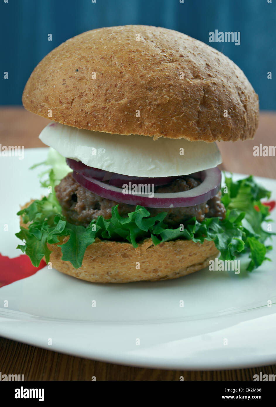 Grec ultime - Burgers tasty burger de boeuf dans le style grec Banque D'Images