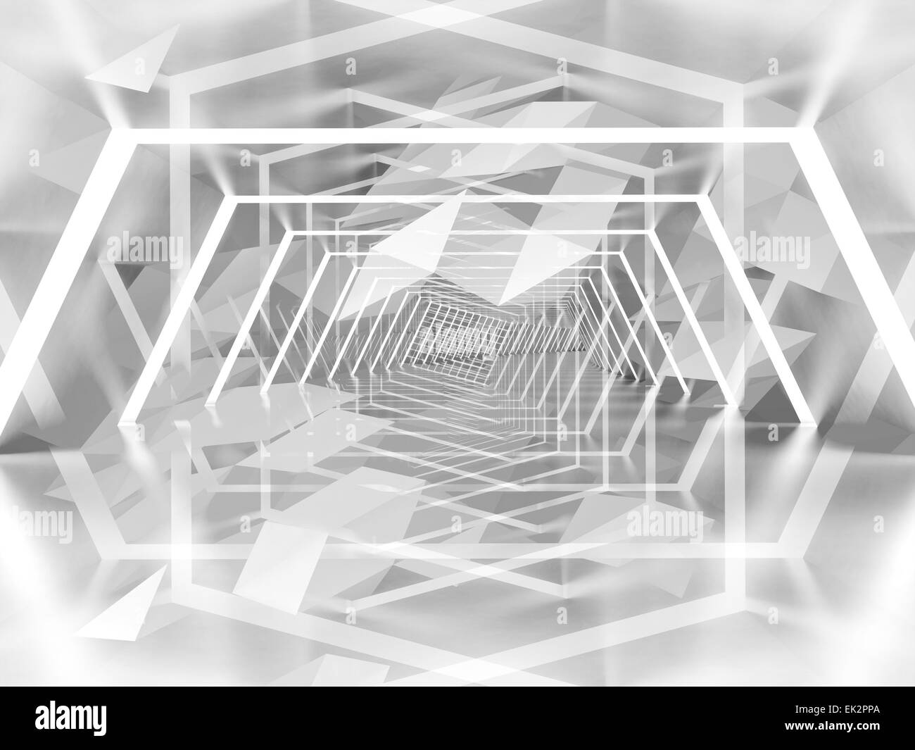 Résumé contexte chaotique tunnel surréaliste avec polygon pattern, 3d illustration Banque D'Images