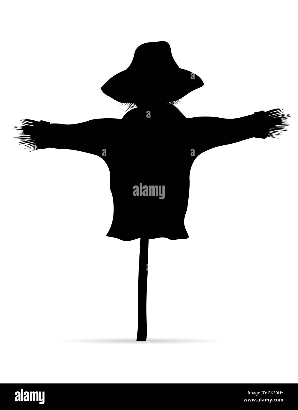 Épouvantail silhouette noire illustration isolé sur fond blanc Banque D'Images