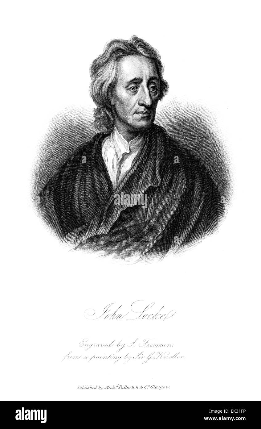 Portrait gravé illustration de John Locke (1632-1704) était un médecin et philosophe politique considéré comme l'un des plus influents penseurs des Lumières et connu comme le "père du libéralisme classique'. Gravée par Samuel Freeman (1773-1857) D'après une peinture de Sir Godfrey Kneller (1646-1723) Banque D'Images