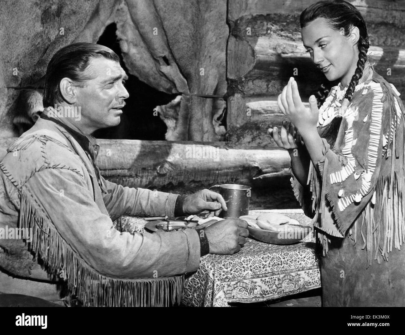 Clark Gable, Maria Elena Marques, sur-ensemble du film 'au-delà de la large Missouri', 1951 Banque D'Images