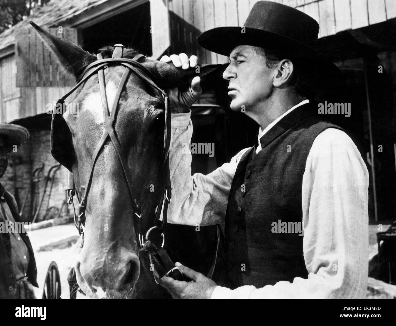 Gary Cooper, sur-ensemble du film 'Friendly Persuasion', 1956 Banque D'Images