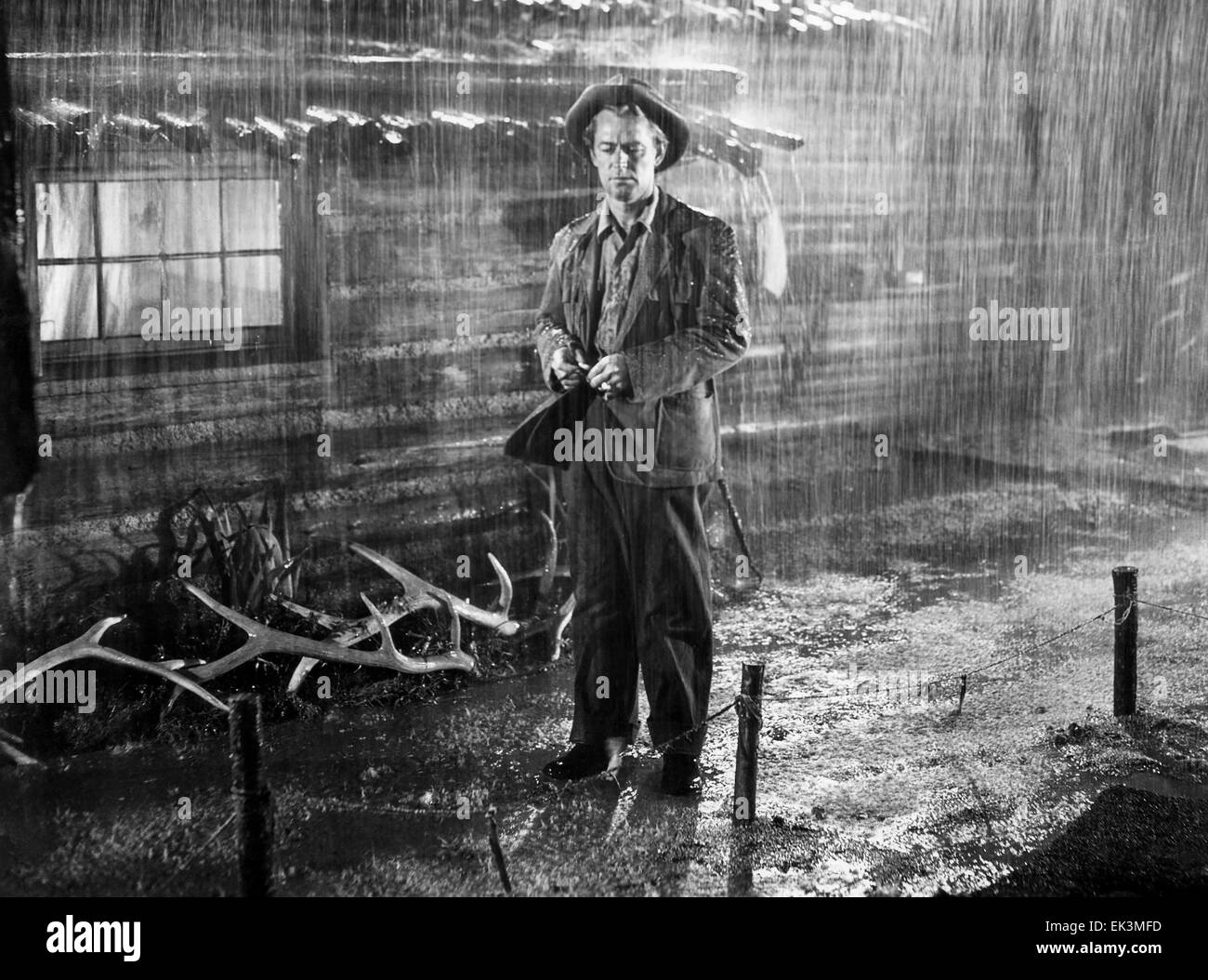 Alan Ladd, sur-ensemble de la Film 'Shane', 1953 Banque D'Images