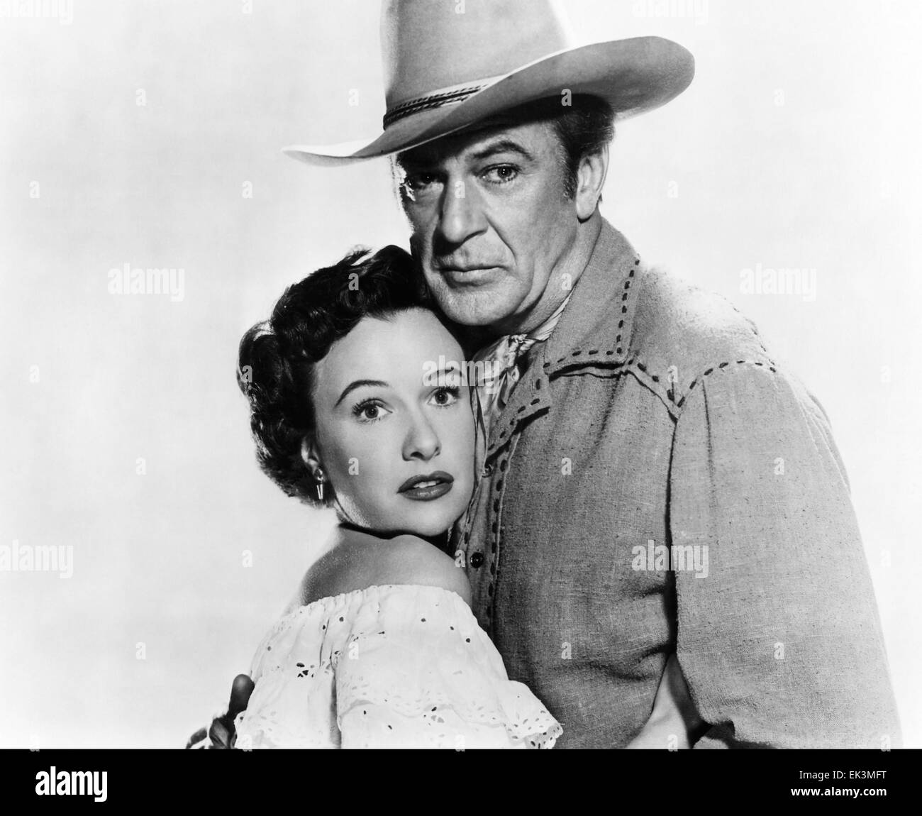 Phyllis Thaxter, Gary Cooper, sur-ensemble de la Film 'Springfield' carabine, 1952 Banque D'Images