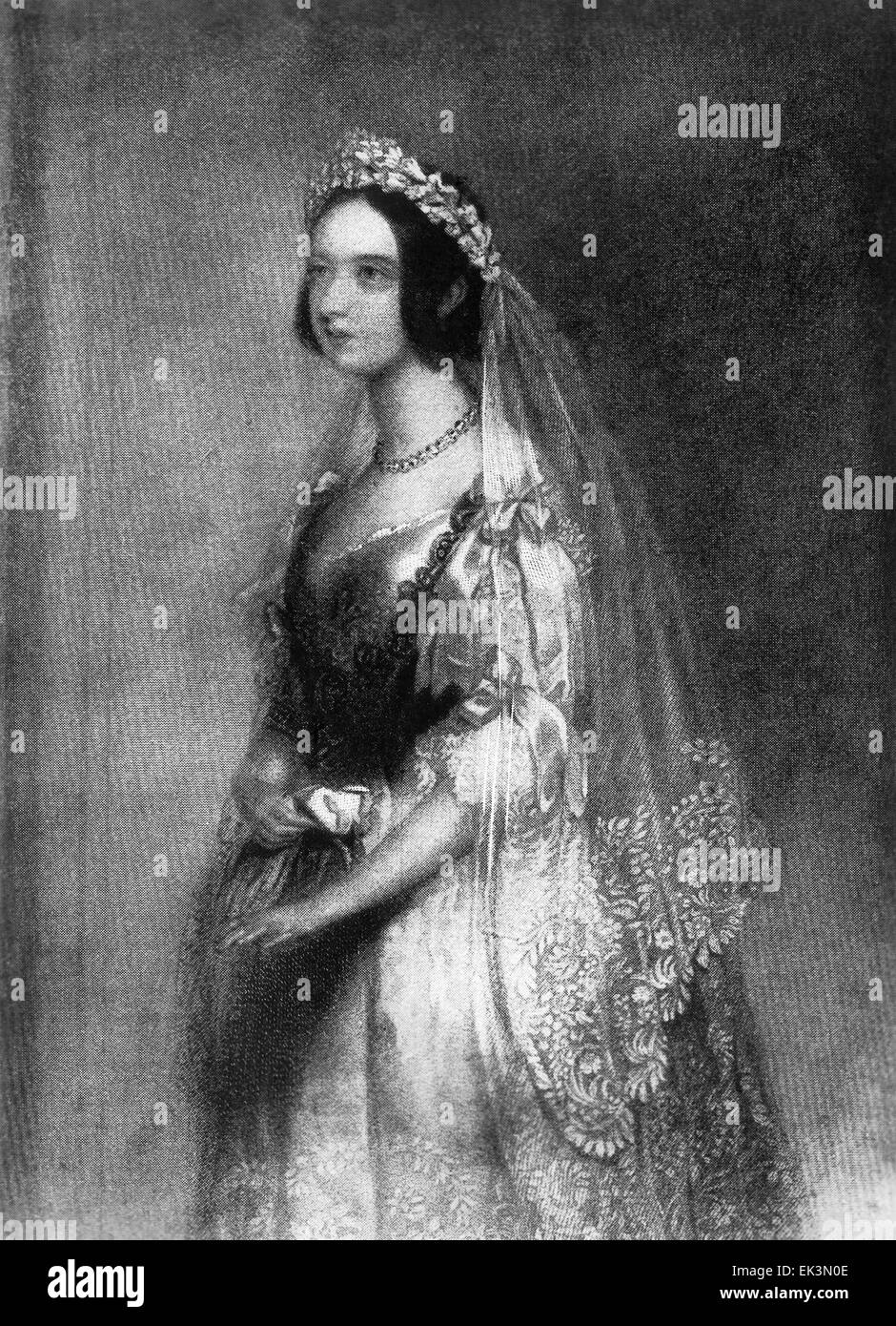 La reine Victoria, du Royaume-Uni, Portrait en robe nuptiale, 1840 Banque D'Images