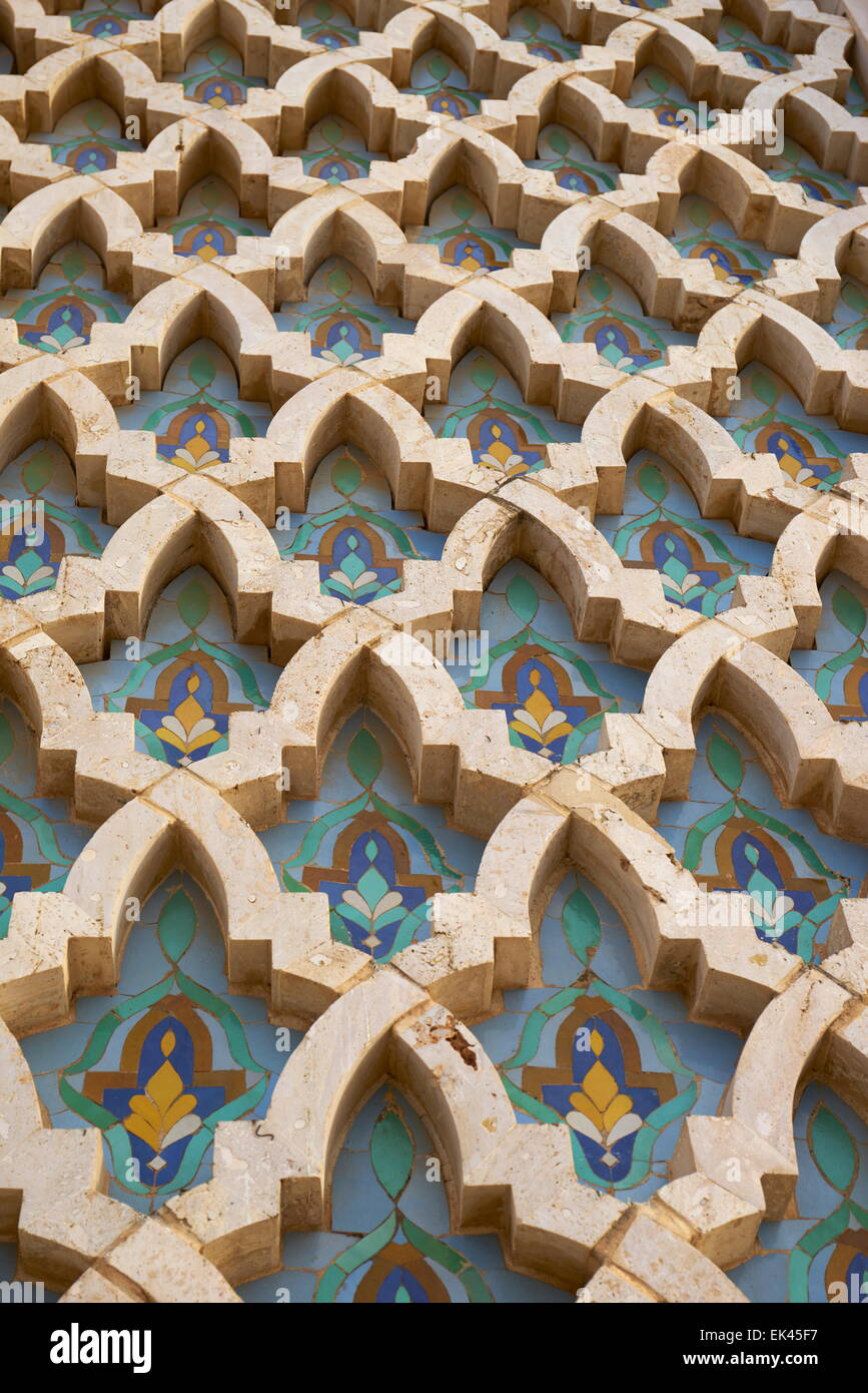 Détail de la Mosquée Hassan II, Casablanca, Maroc, Afrique Banque D'Images