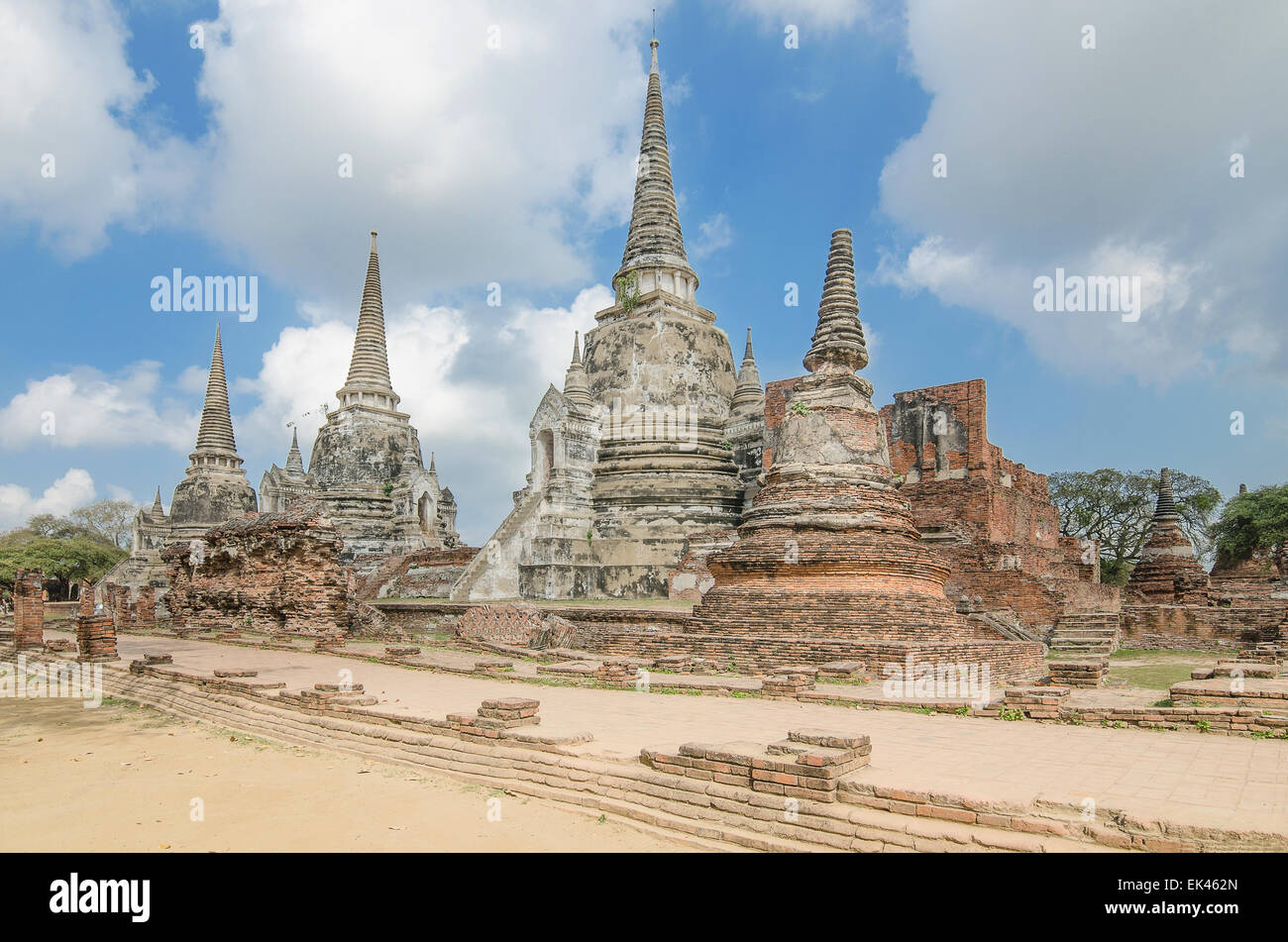 Vieux temple Architecture , Wat Phra si sanphet à Ayutthaya, Thaïlande, Site du patrimoine mondial Banque D'Images