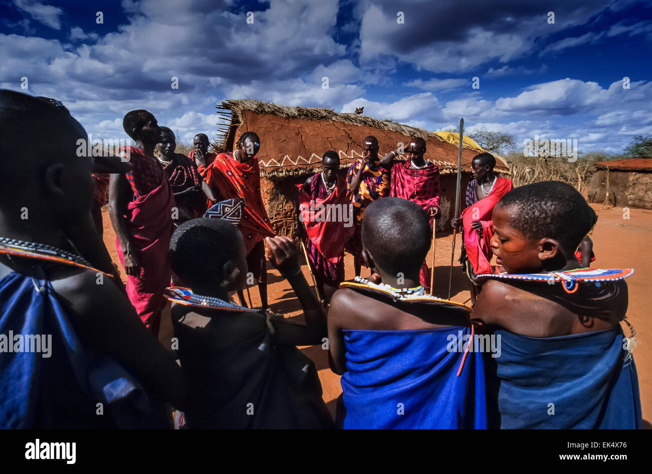 Kenya, Tsavo East National Park, Masai village (FILM) Banque D'Images