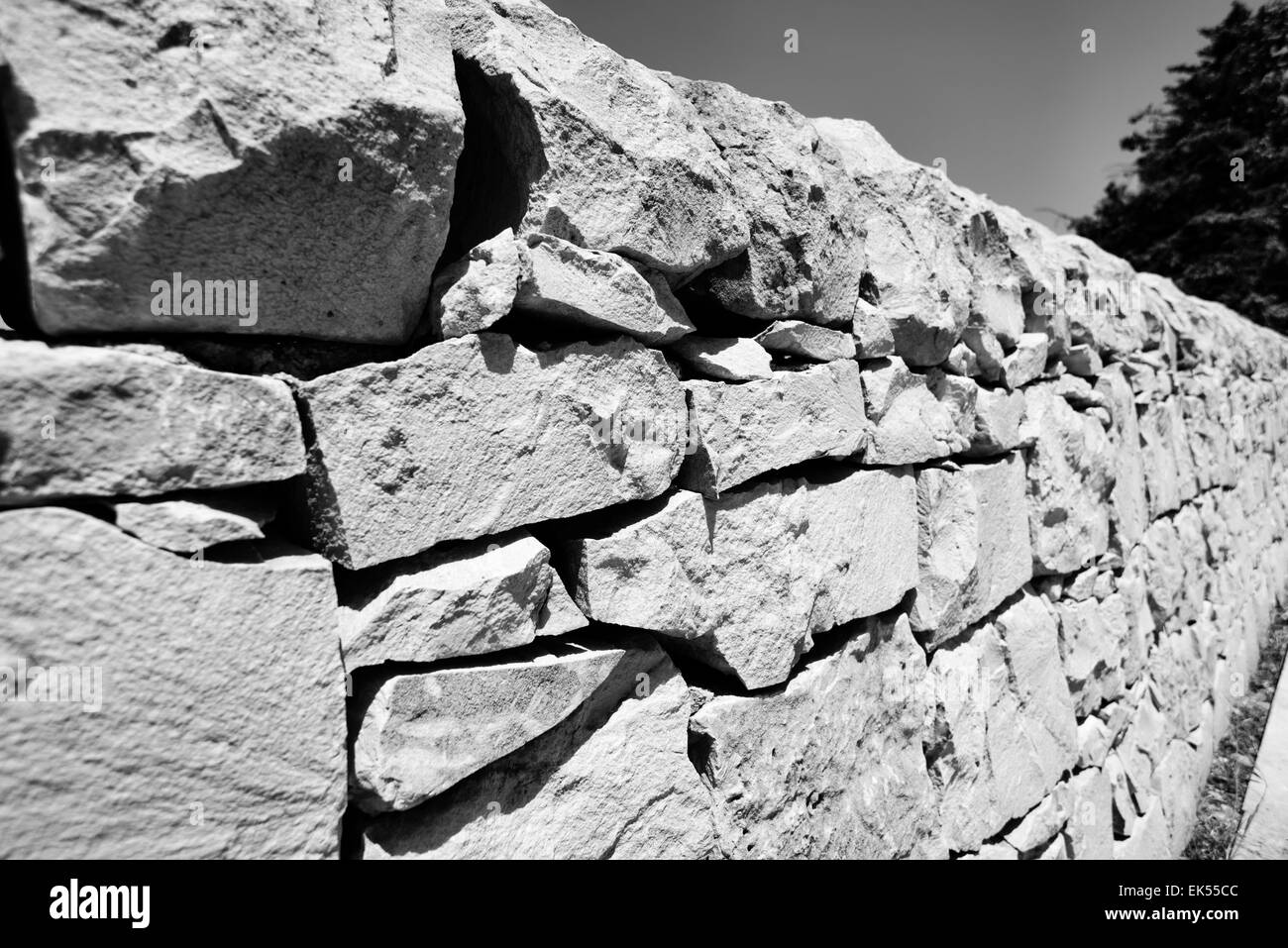 Italie, Sicile, campagne, typique sicilienne fait main mur de pierre Banque D'Images